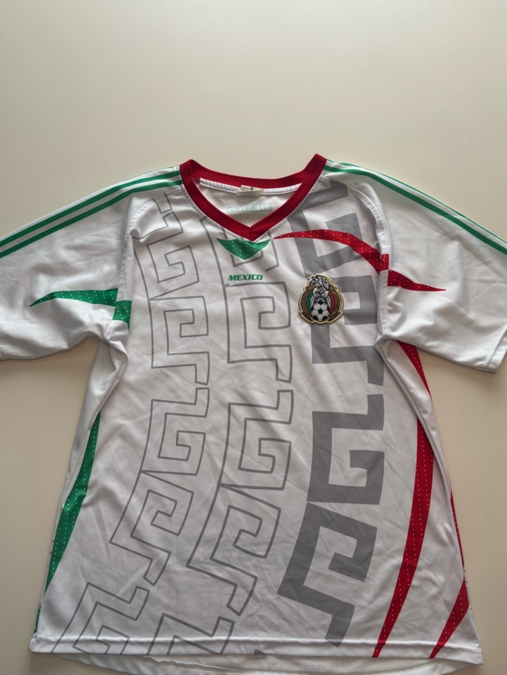 Vintage Mexico soccer jersey red, white, green- all over print